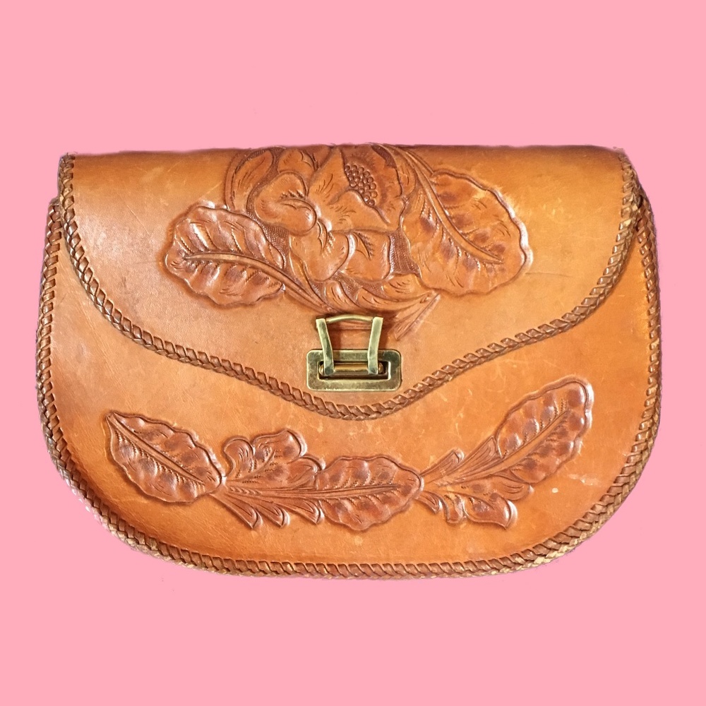 Vintage Hand-Tooled Leather Clutch